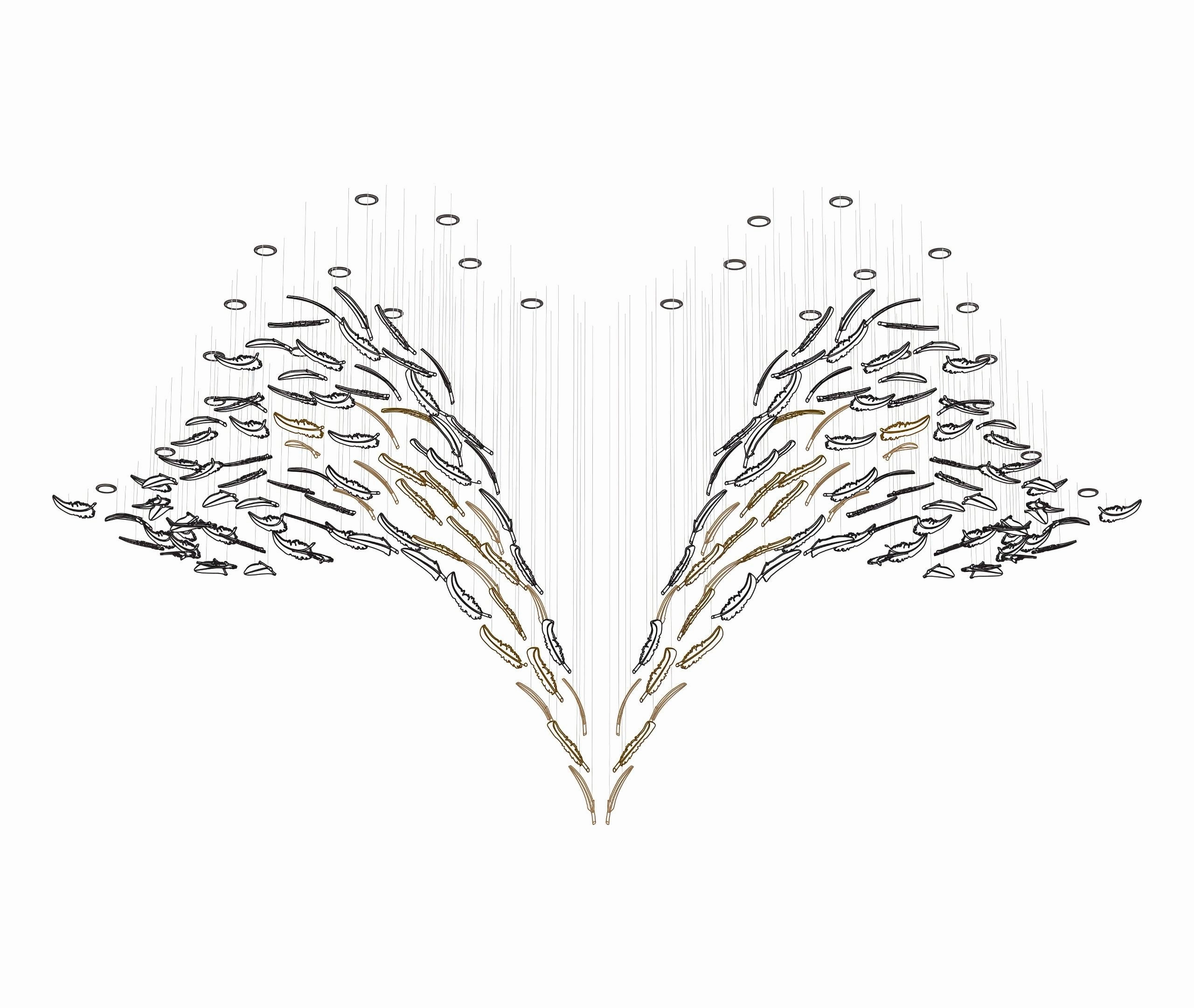 Glass Feathers Flying Chandelier