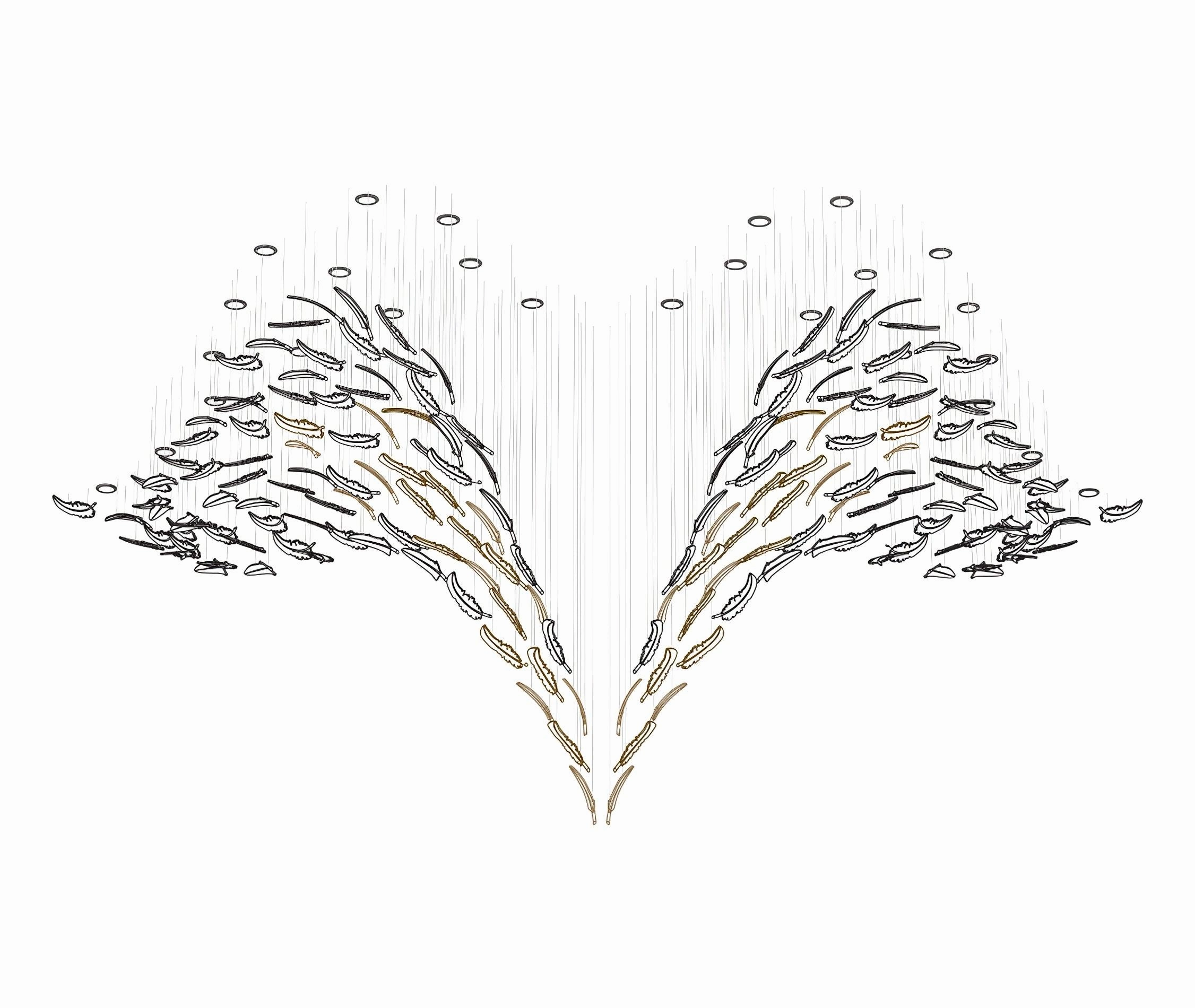 Glass Feathers Flying Chandelier