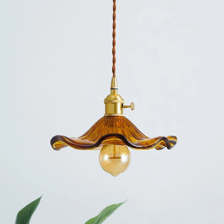 Glass Hibiscus Flower Pendant Light