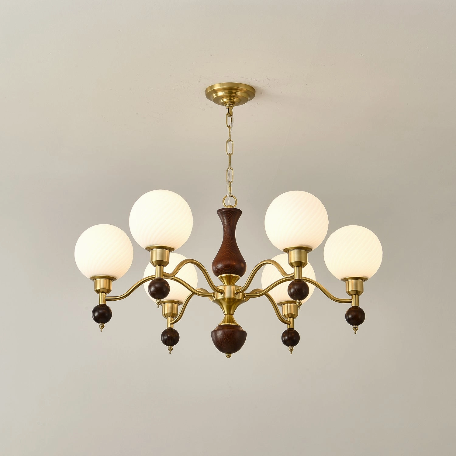 Globe Orb Wood Chandelier