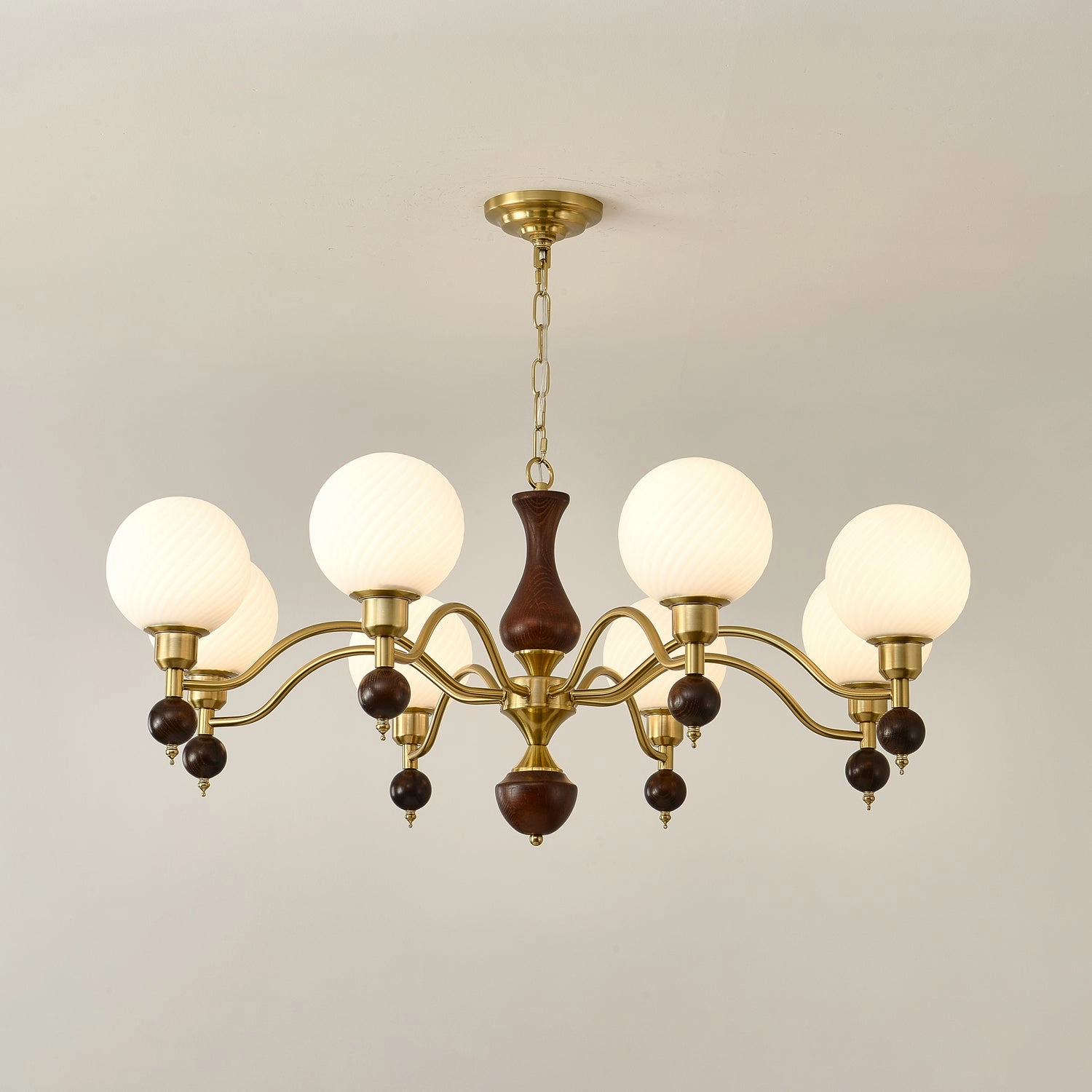 Globe Orb Wood Chandelier