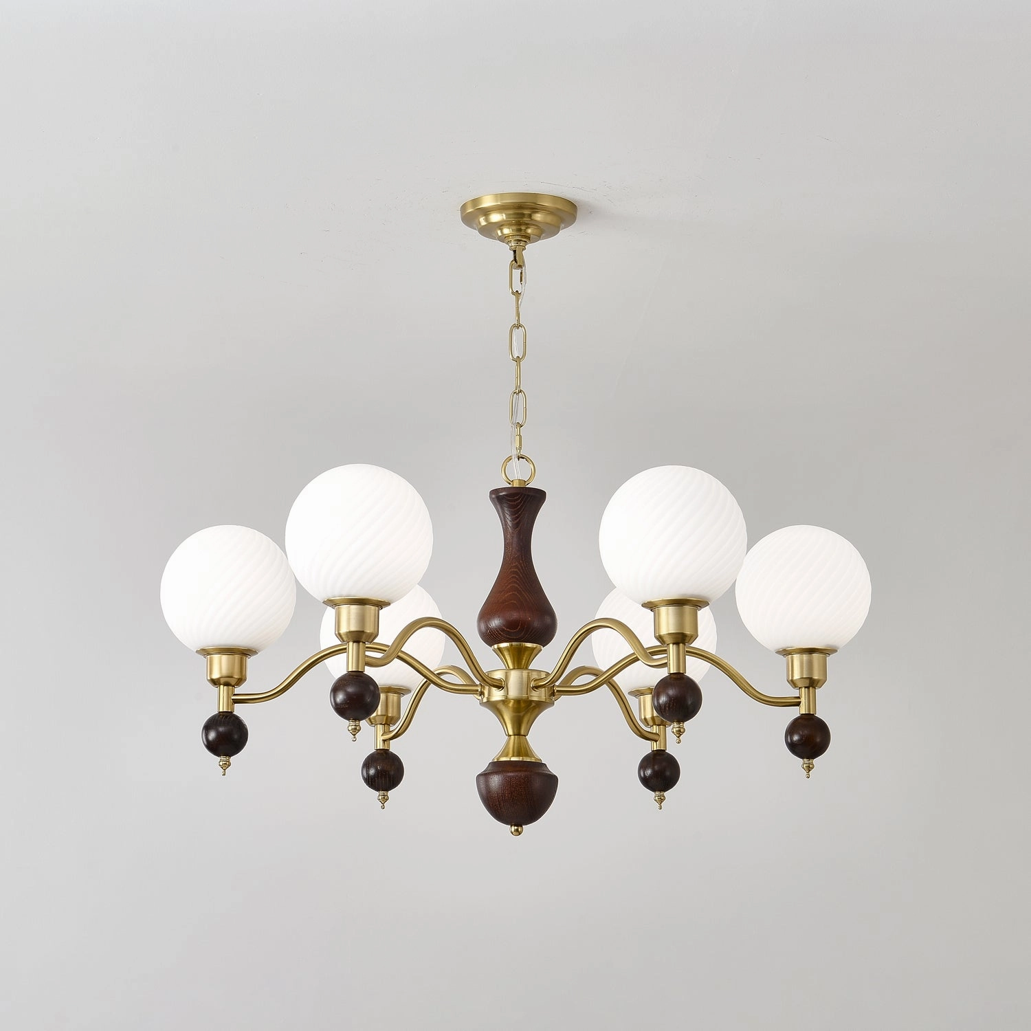 Globe Orb Wood Chandelier