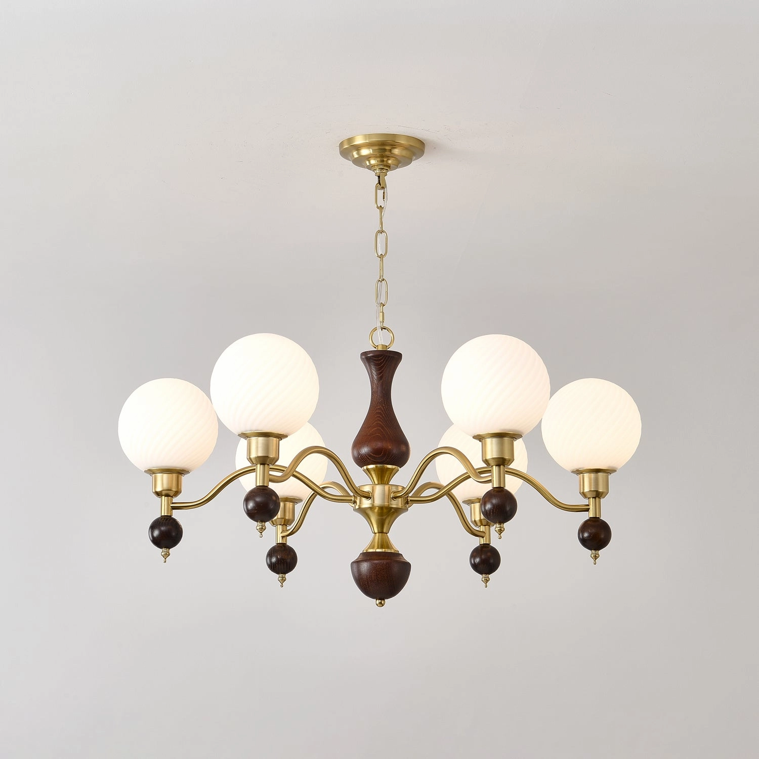 Globe Orb Wood Chandelier