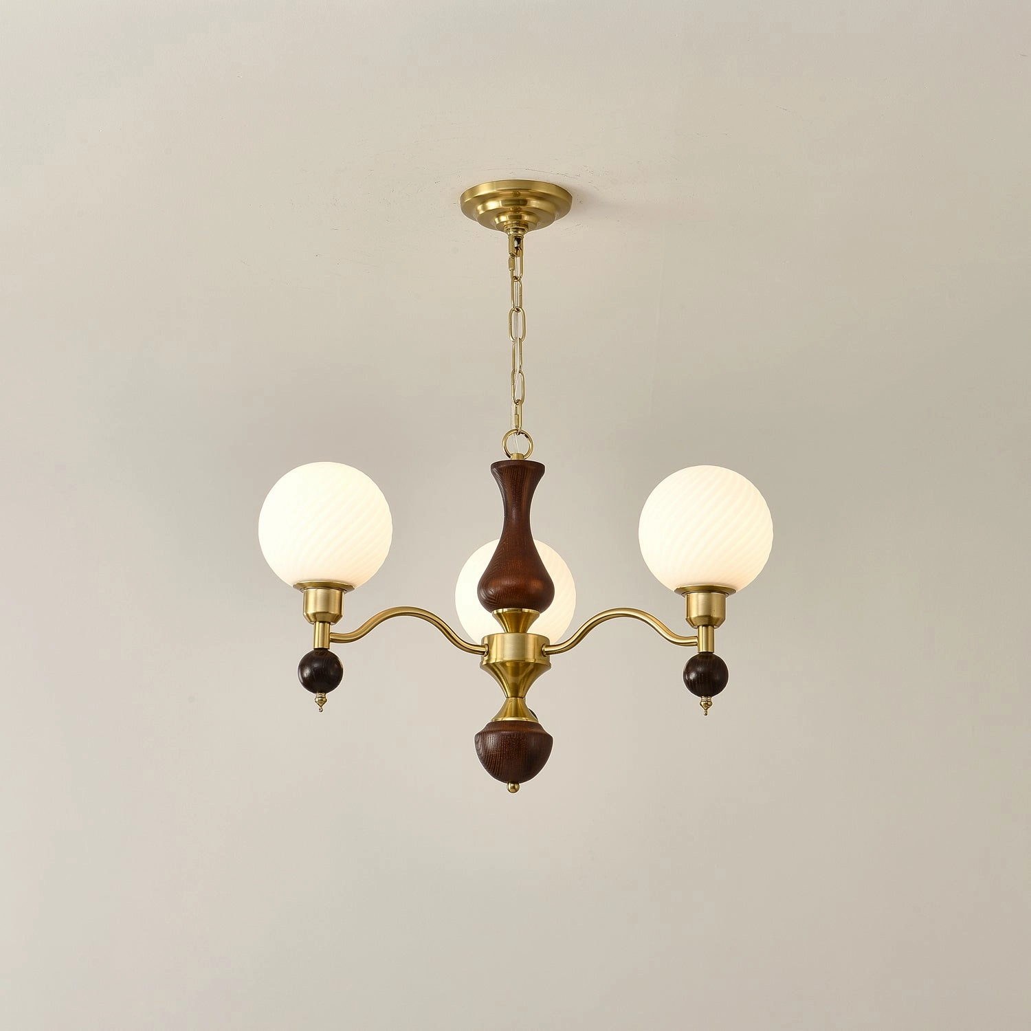 Globe Orb Wood Chandelier