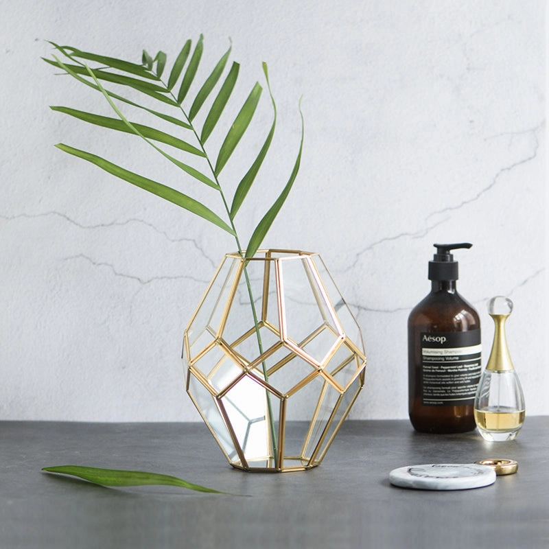 Gold and Glass Faceted Vase
