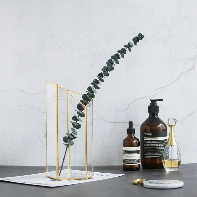Gold and Glass Faceted Vase