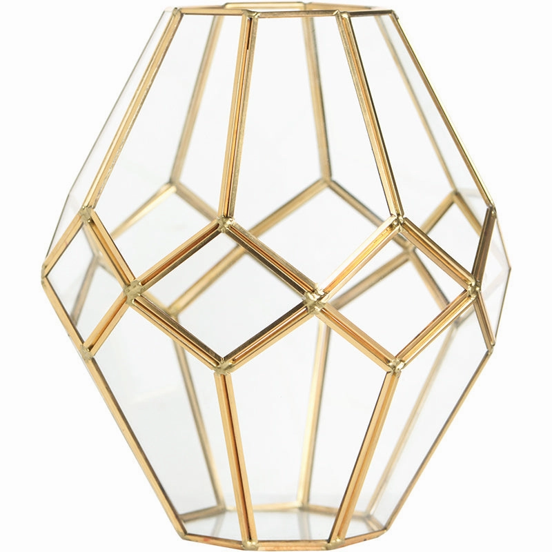 Gold and Glass Faceted Vase