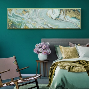 Gold and Turquoise Abstract Wall Art With Framehome decor ,wall decor 