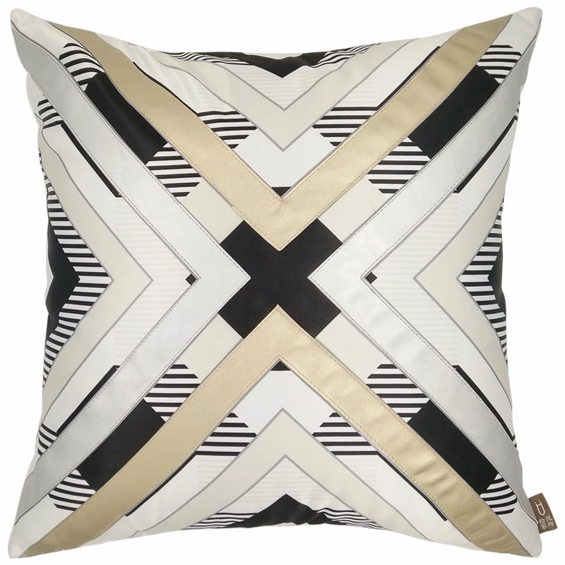 Gold Black and White Throw Cushion