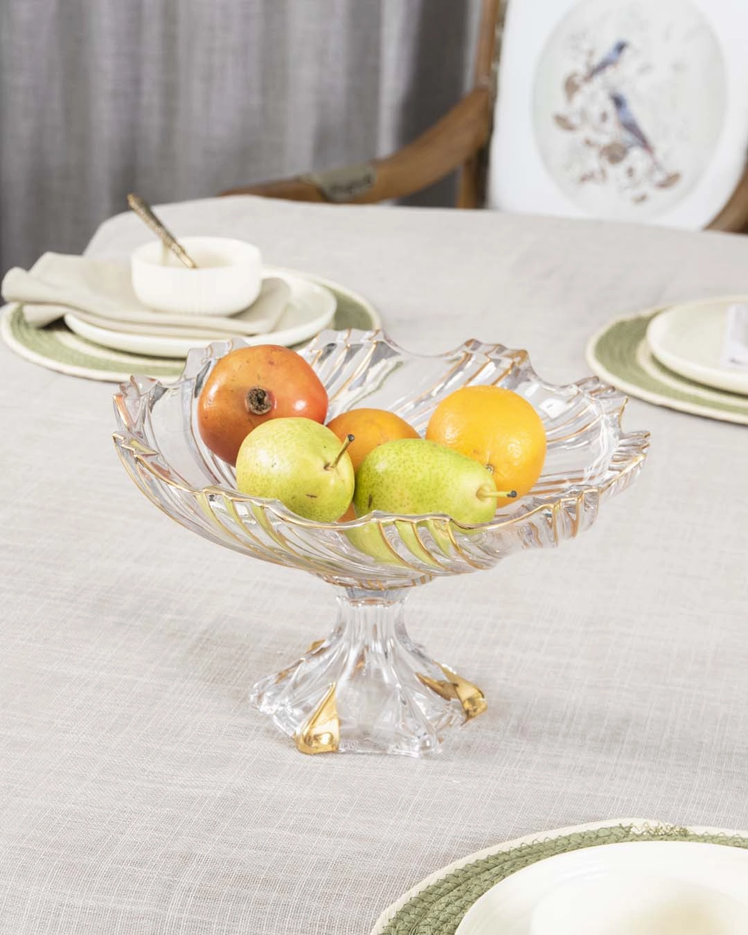Gold crystal Footed Plattermodern kitchen decor ,kitchen dinner set ,dinnerware 