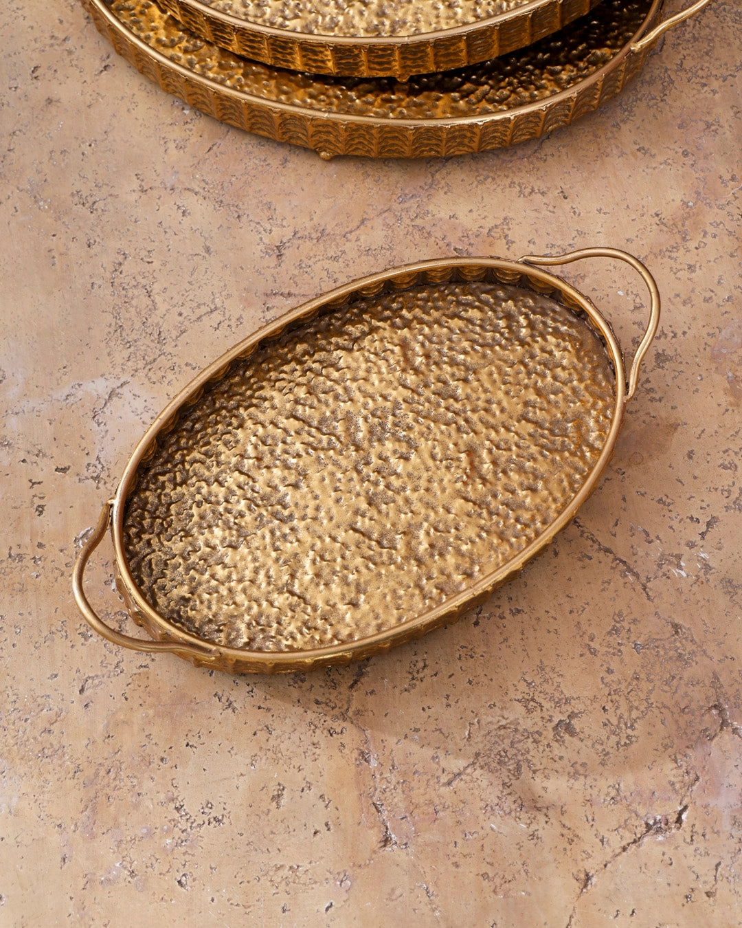 Gold Hammered Serving Tray - Small
