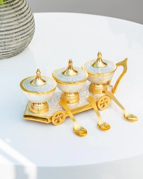 Gold Plated Antique Serving Bowl Trolleymodern kitchen decor ,kitchen dinner set ,dinnerware 