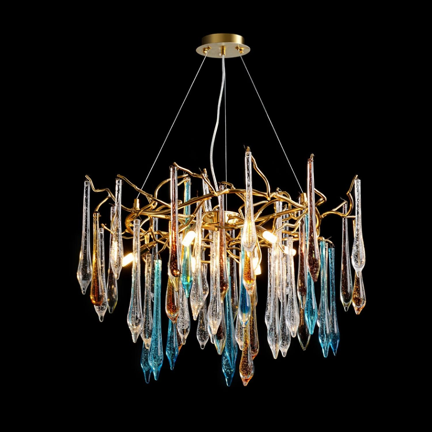 Gold Round Teardrop Chandelier