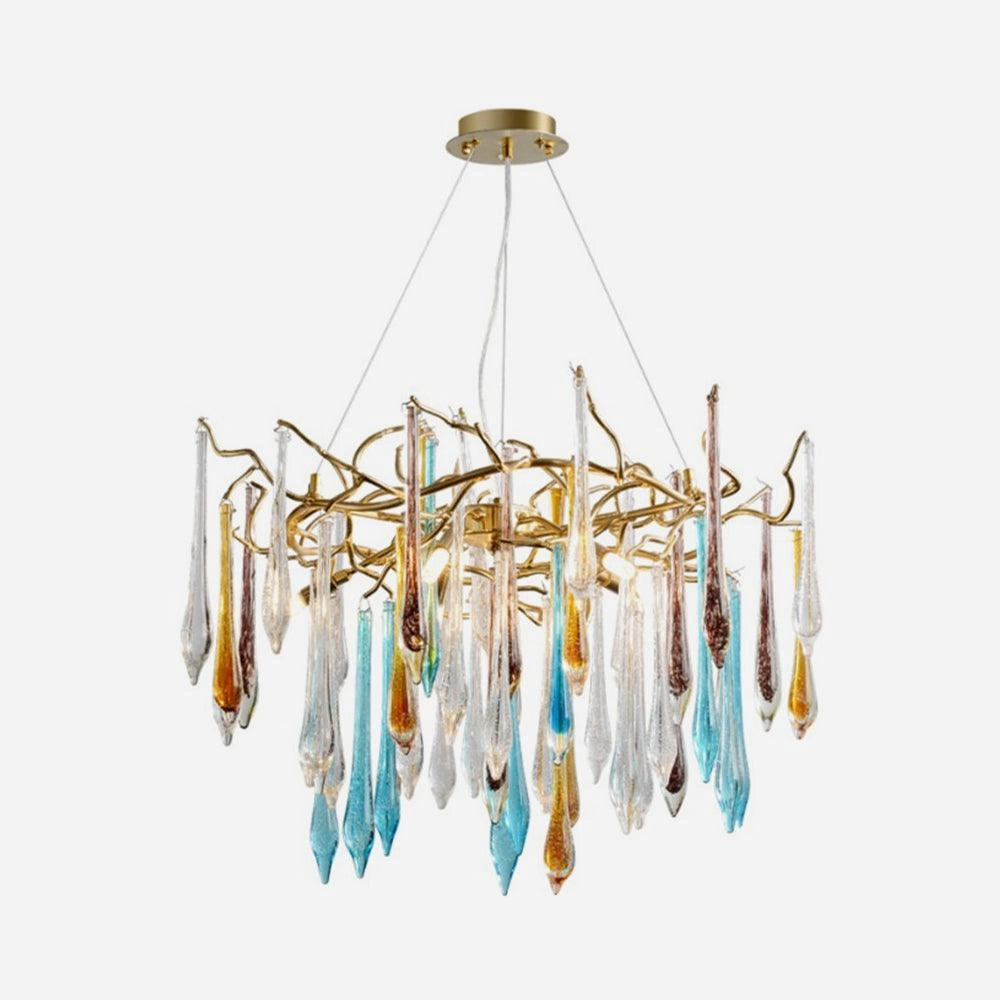 Gold Round Teardrop Chandelier