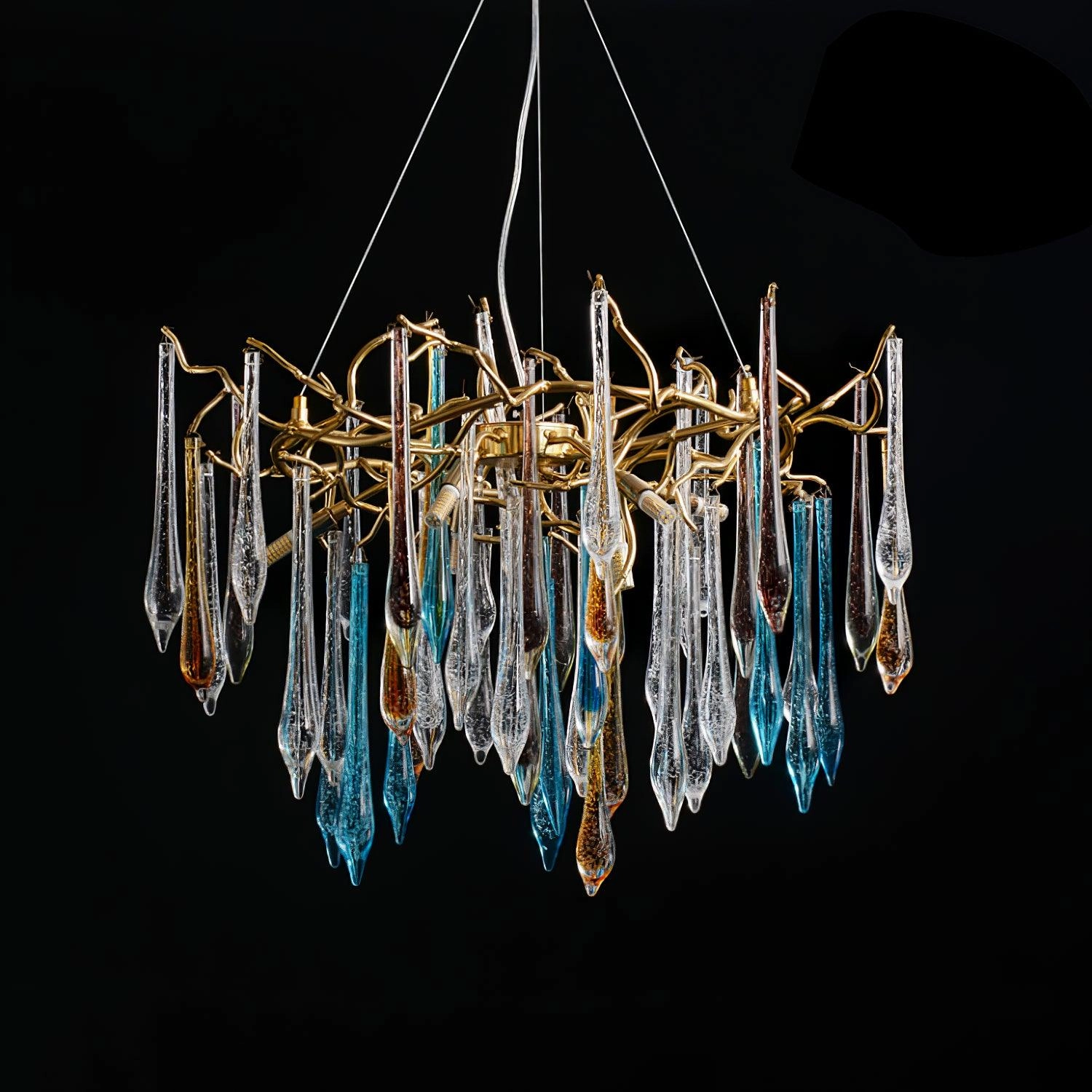 Gold Round Teardrop Chandelier