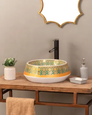 Golden Porcelain Countertop Basinbathroom decor,boho bathroom decor,minimalist bathroom decor