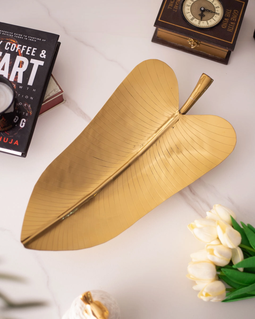 Golden Banana Leaf Plattermodern kitchen decor ,kitchen dinner set ,dinnerware 