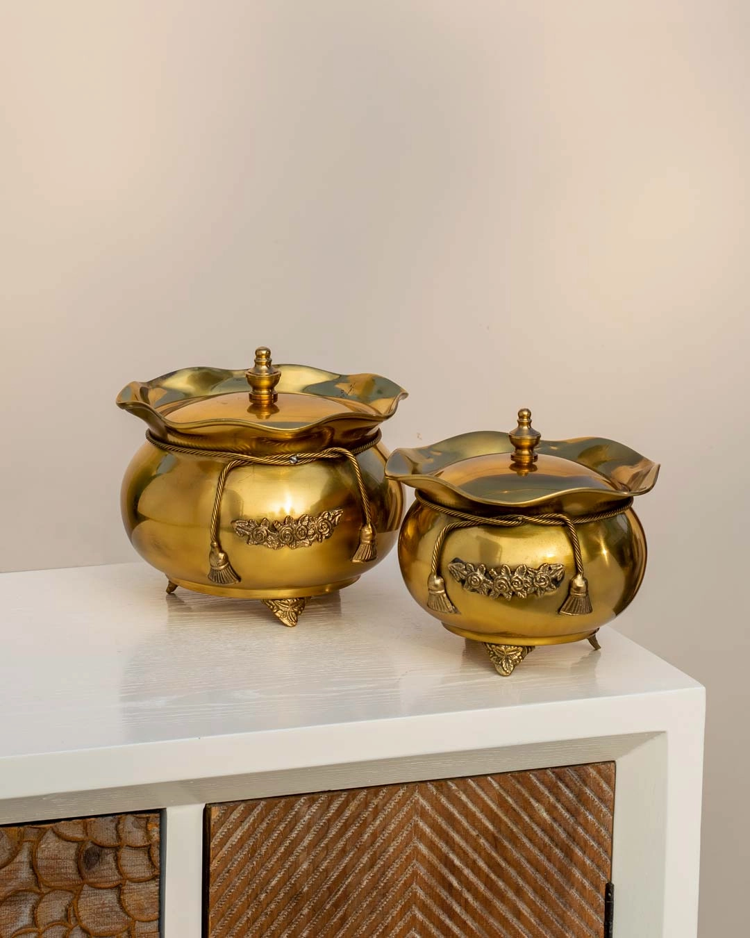 Golden Brass Rasgulla Handi - 8"