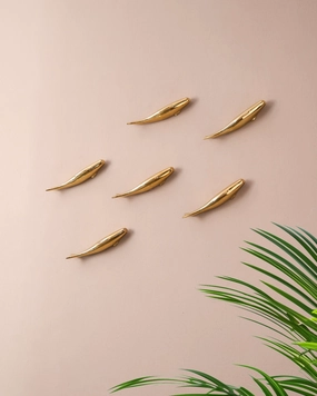 Golden Fish Decorative Wall Mount - Set Of 6 (Right)nordic style wall decor
