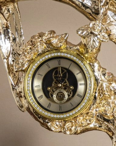 Golden Parrot Branch Table Clock