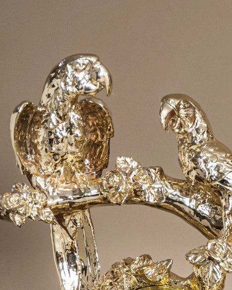 Golden Parrot Branch Table Clock
