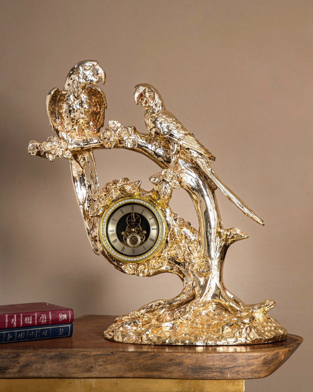 Golden Parrot Branch Table Clockhome decor ,wall decor 