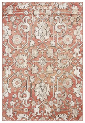 Gracie Peach Terracotta Transitional Floral Motif Rugmodern color block patchwork rug