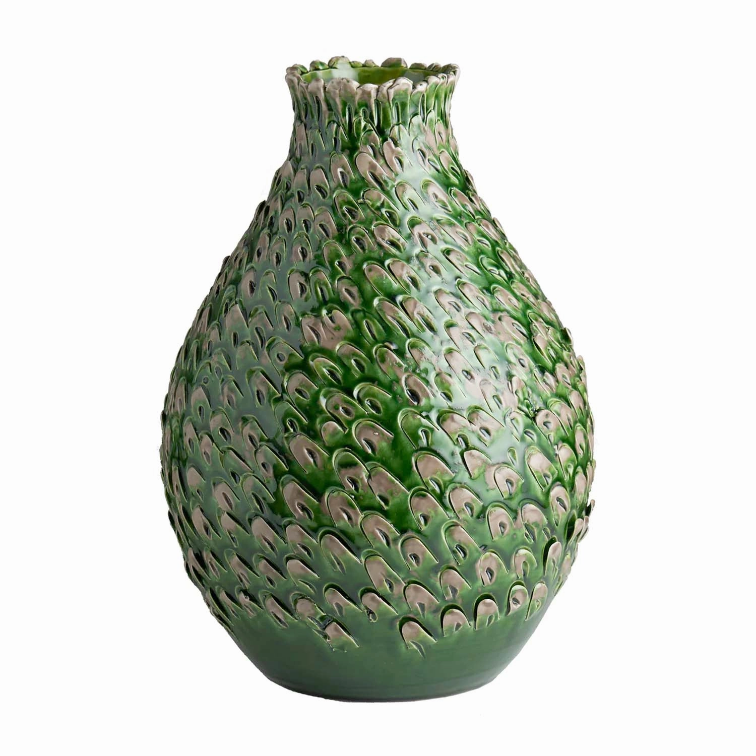 Green Feathered Vase - 17"home decor ,wall decor 