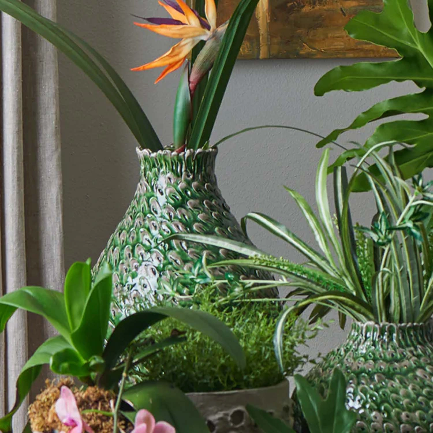 Green Feathered Vase - 17"