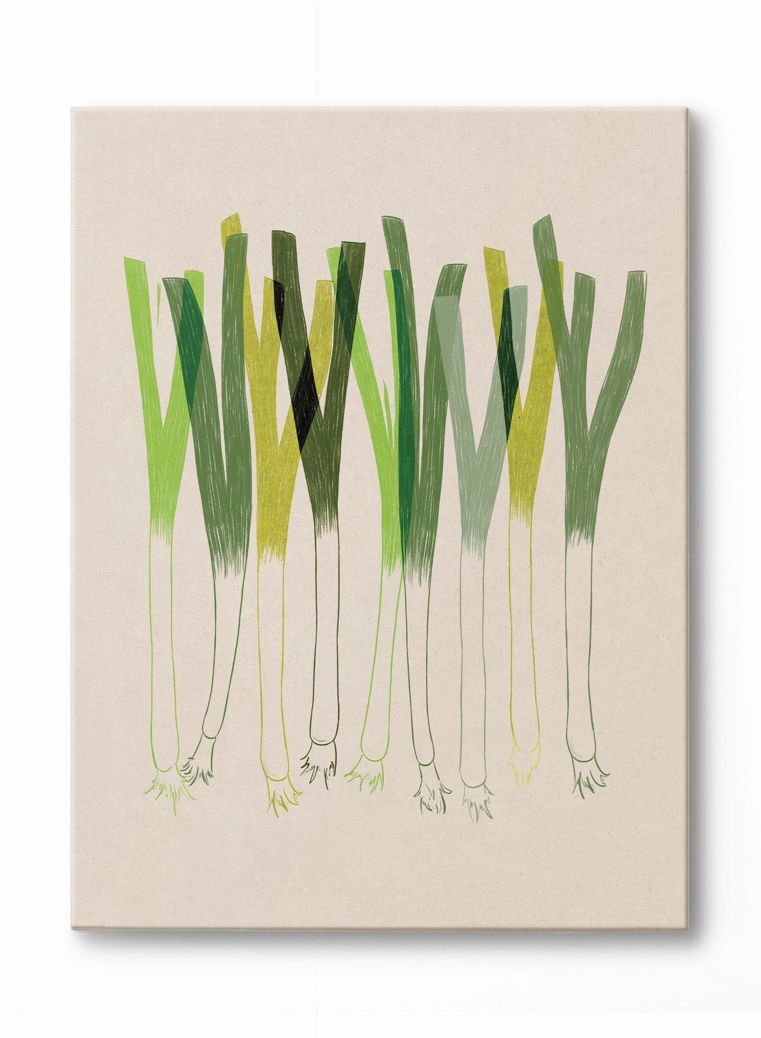 Green Onion Block Print, Poster