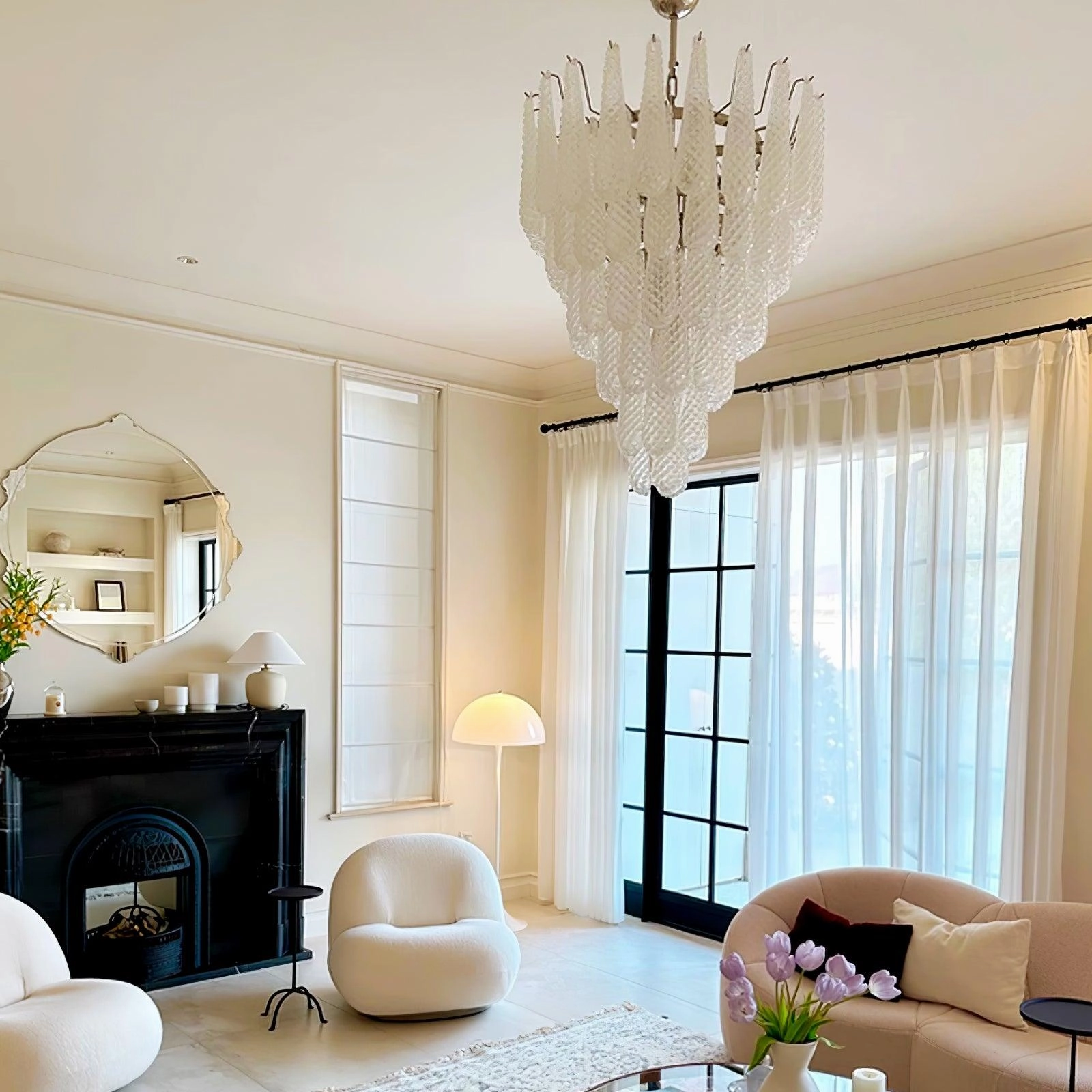 Grid Glass Waterfall Chandelier