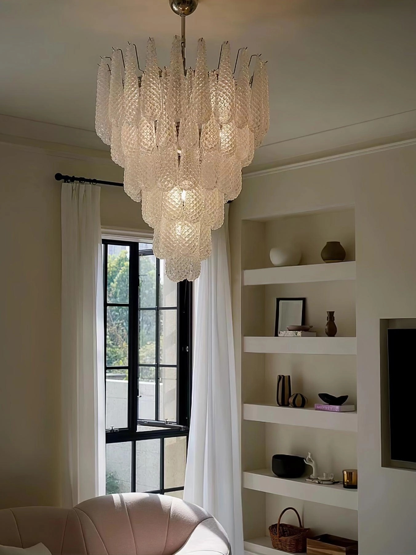 Grid Glass Waterfall Chandelier