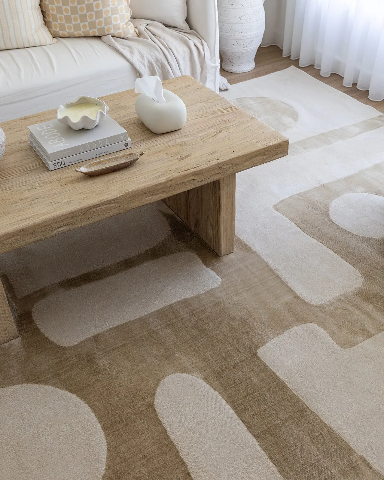 Hadessa Textured Geometric Neutral Washable Rug