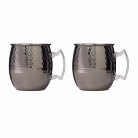 Hammered Black Moscow Mule Mugs - Set Of 2glass cups ,personalized mugs 