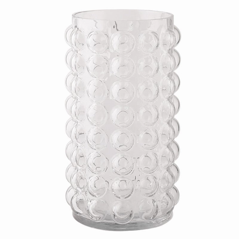 Hand-Blown Spotted Clear Glass Vase