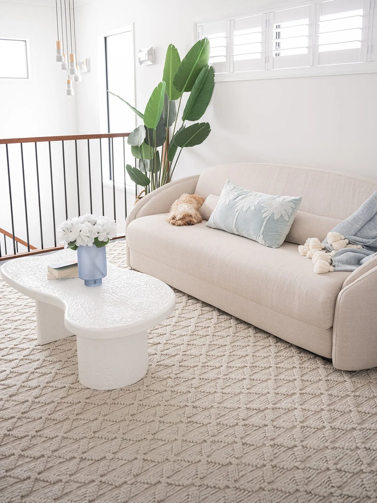 Hanna Ivory Leaflets Wool Blend Rug