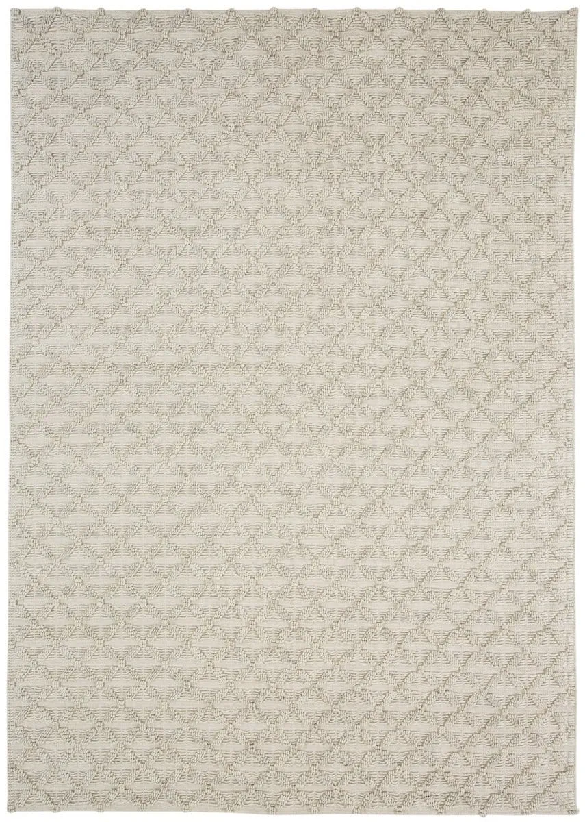 Hanna Ivory Leaflets Wool Blend Rugmodern color block patchwork rug