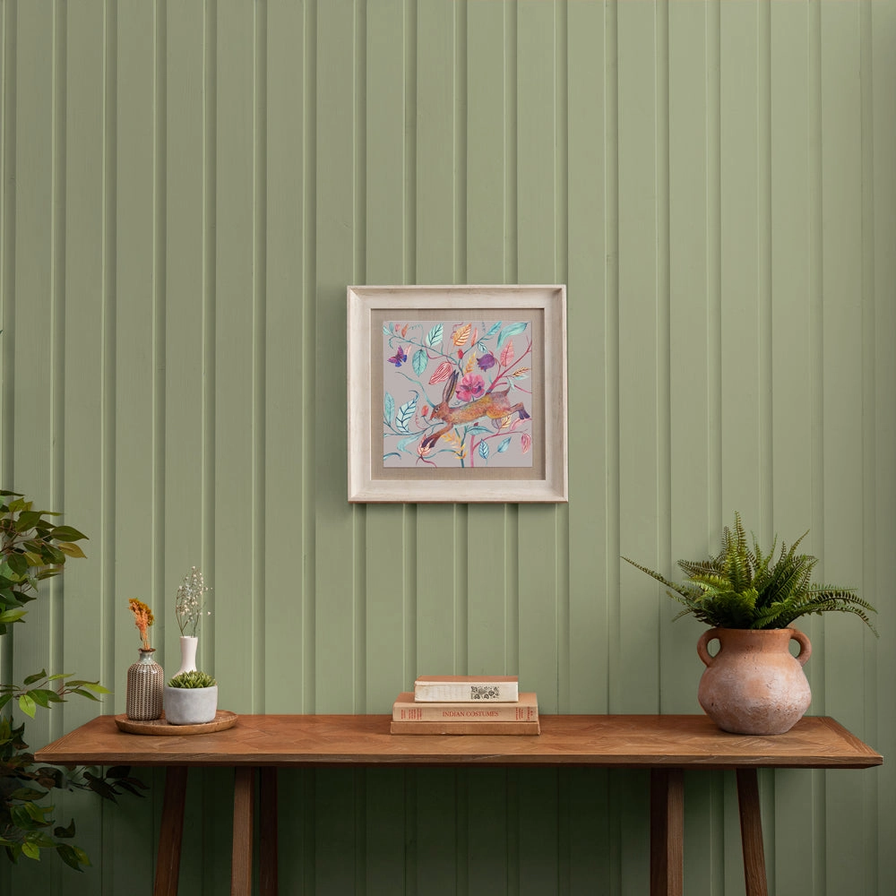 Hansel Hare Framed Print Birch/Mauve