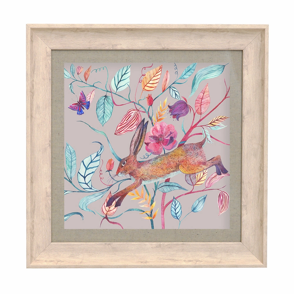Hansel Hare Framed Print Birch/Mauve