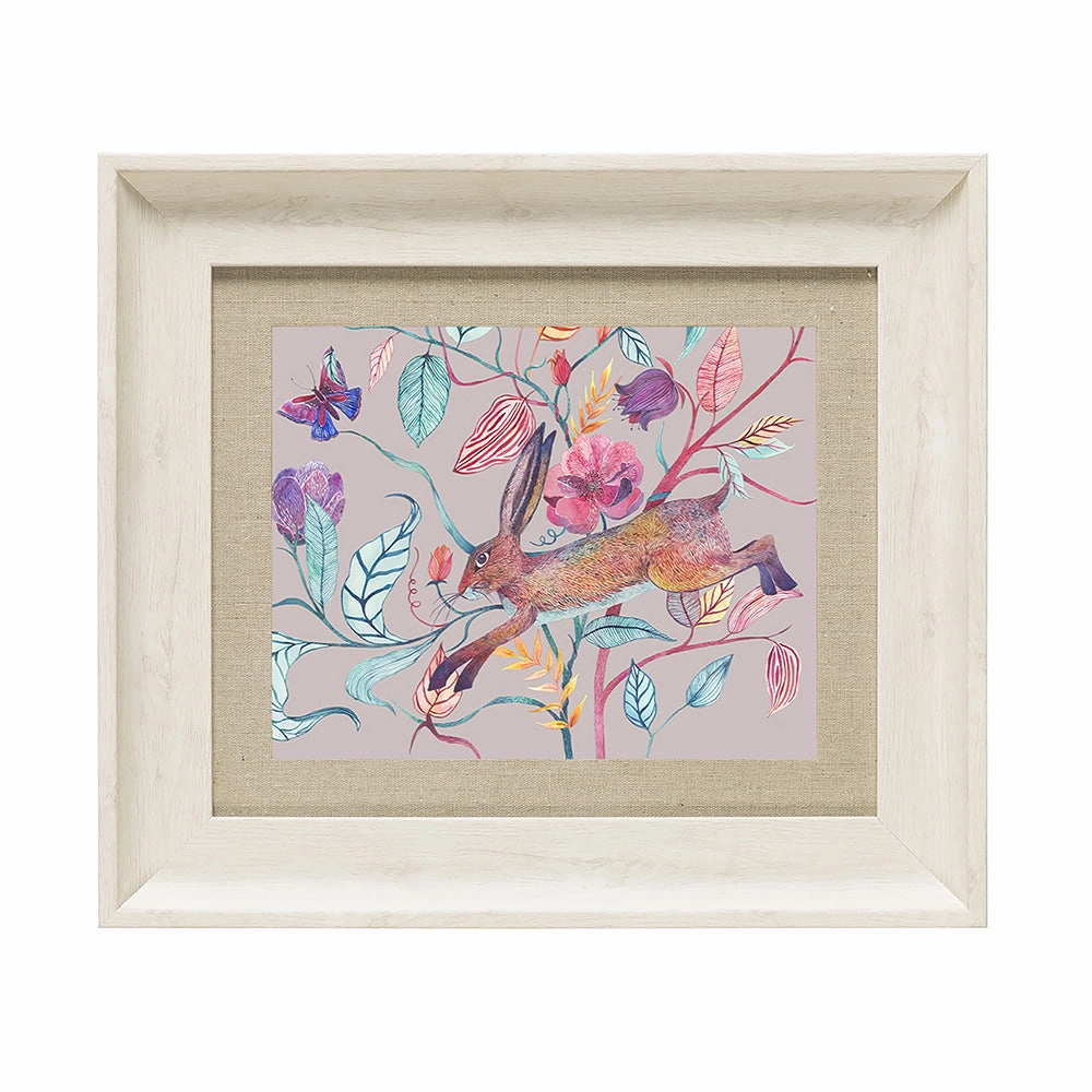 Hansel Hare Framed Print Birch/Mauve