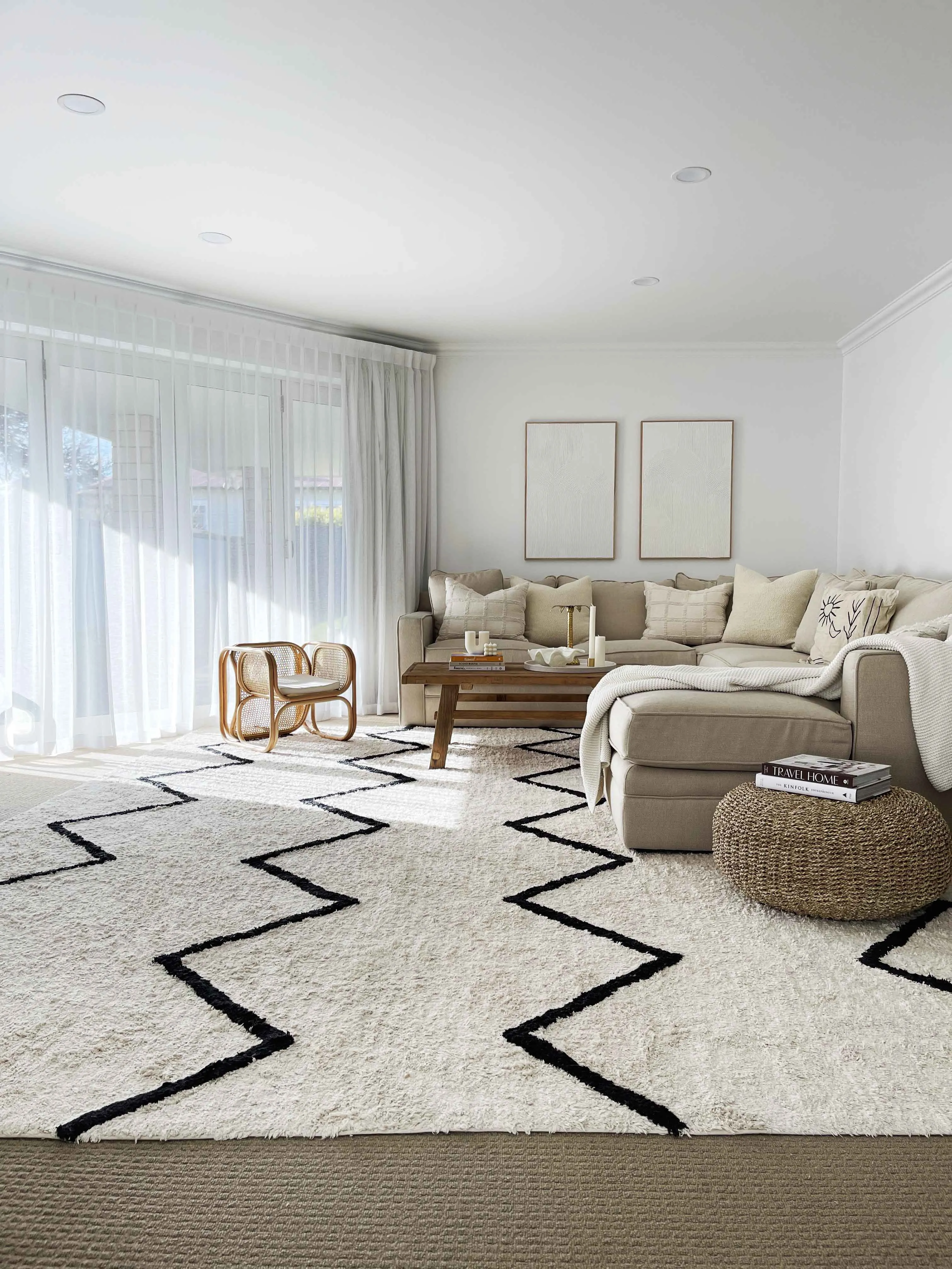 Hayley Black and Ivory Tribal Washable Berber Rug *NO RETURNS UNLESS FAULTY