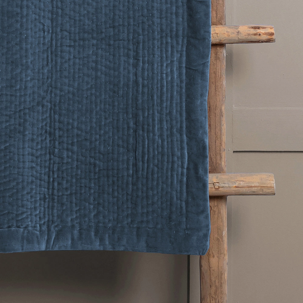 Haze Velvet Quilted Throw Bluebell
