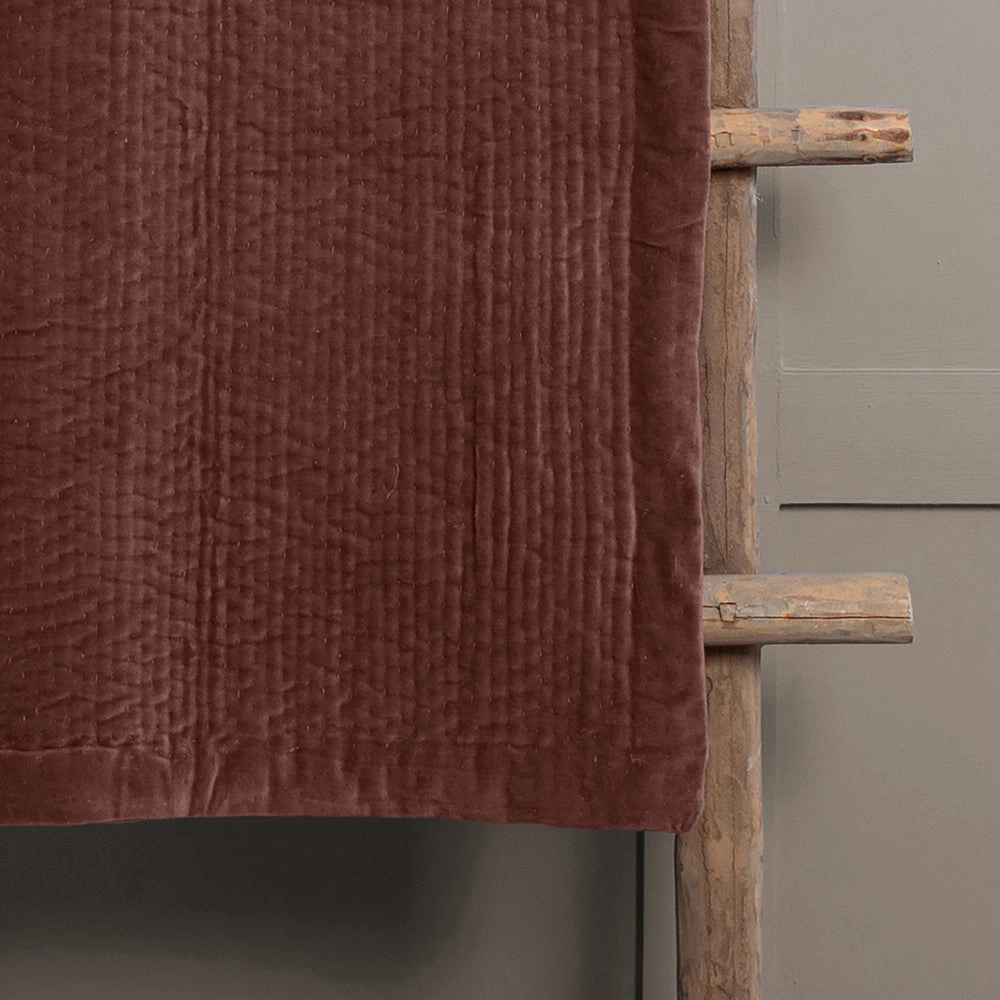 Haze Velvet Quilted Throw Persimmon
