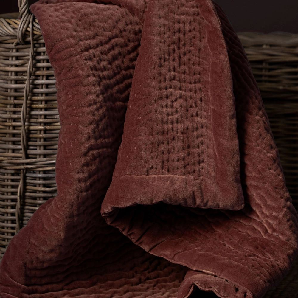 Haze Velvet Quilted Throw Persimmon