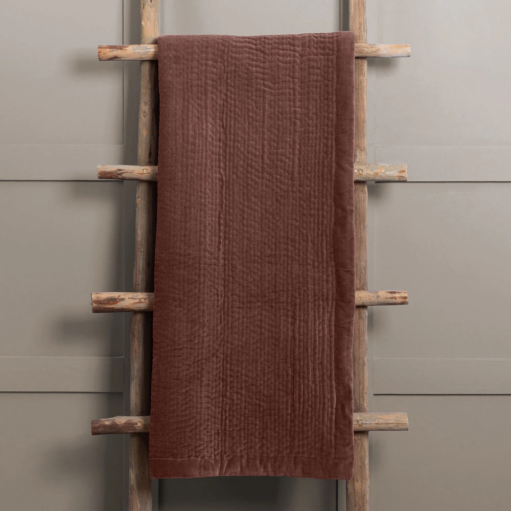 Haze Velvet Quilted Throw Persimmon