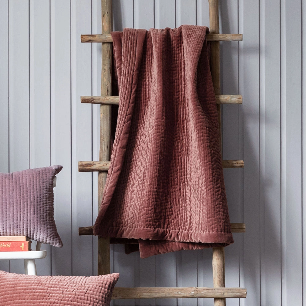 Haze Velvet Quilted Throw Persimmon