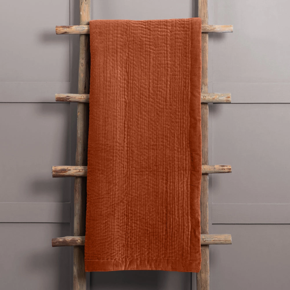 Haze Velvet Quilted Throw Sunset