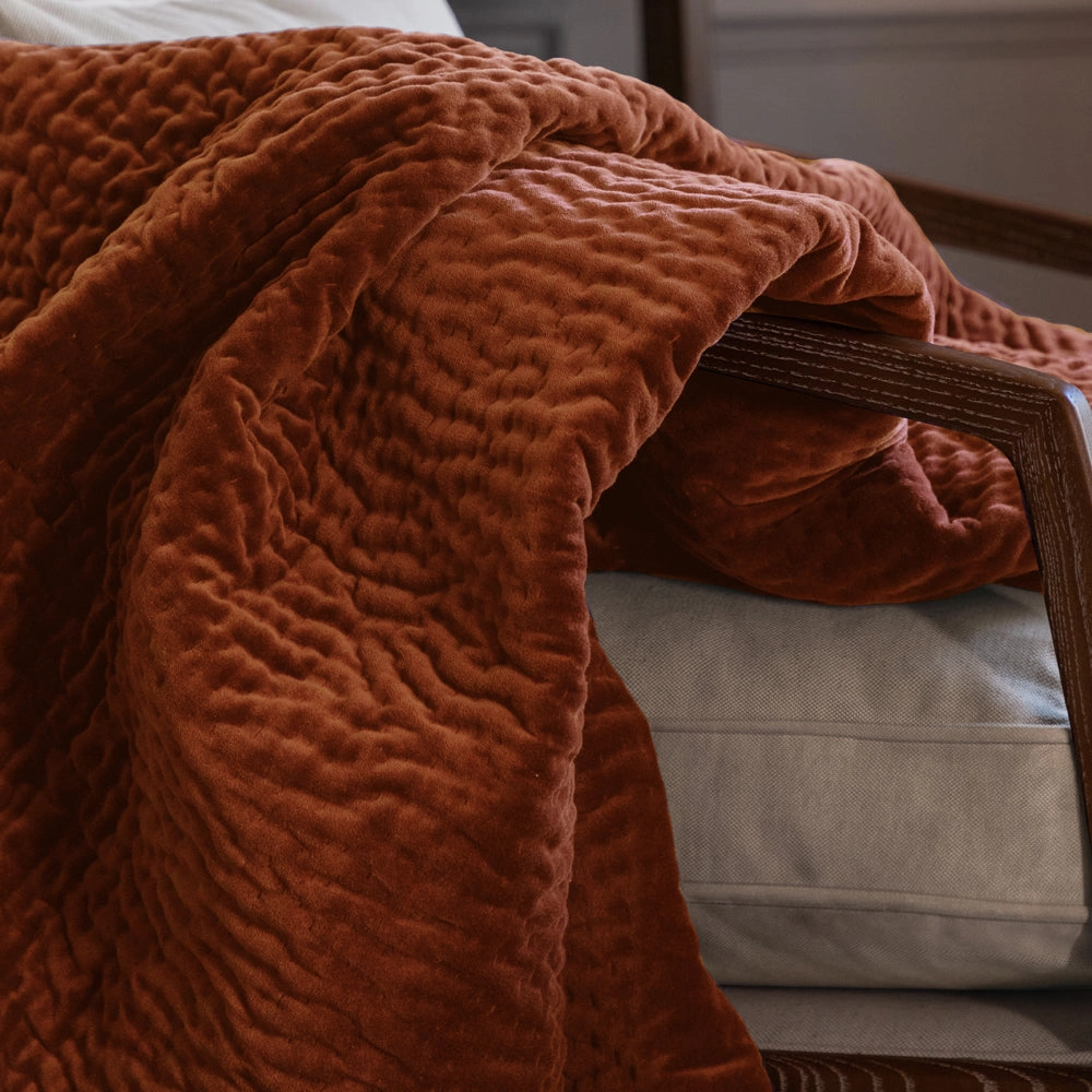 Haze Velvet Quilted Throw Sunset