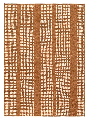 Hazrin Beige Rust Brown Dot Pattern Washable Rugmodern color block patchwork rug
