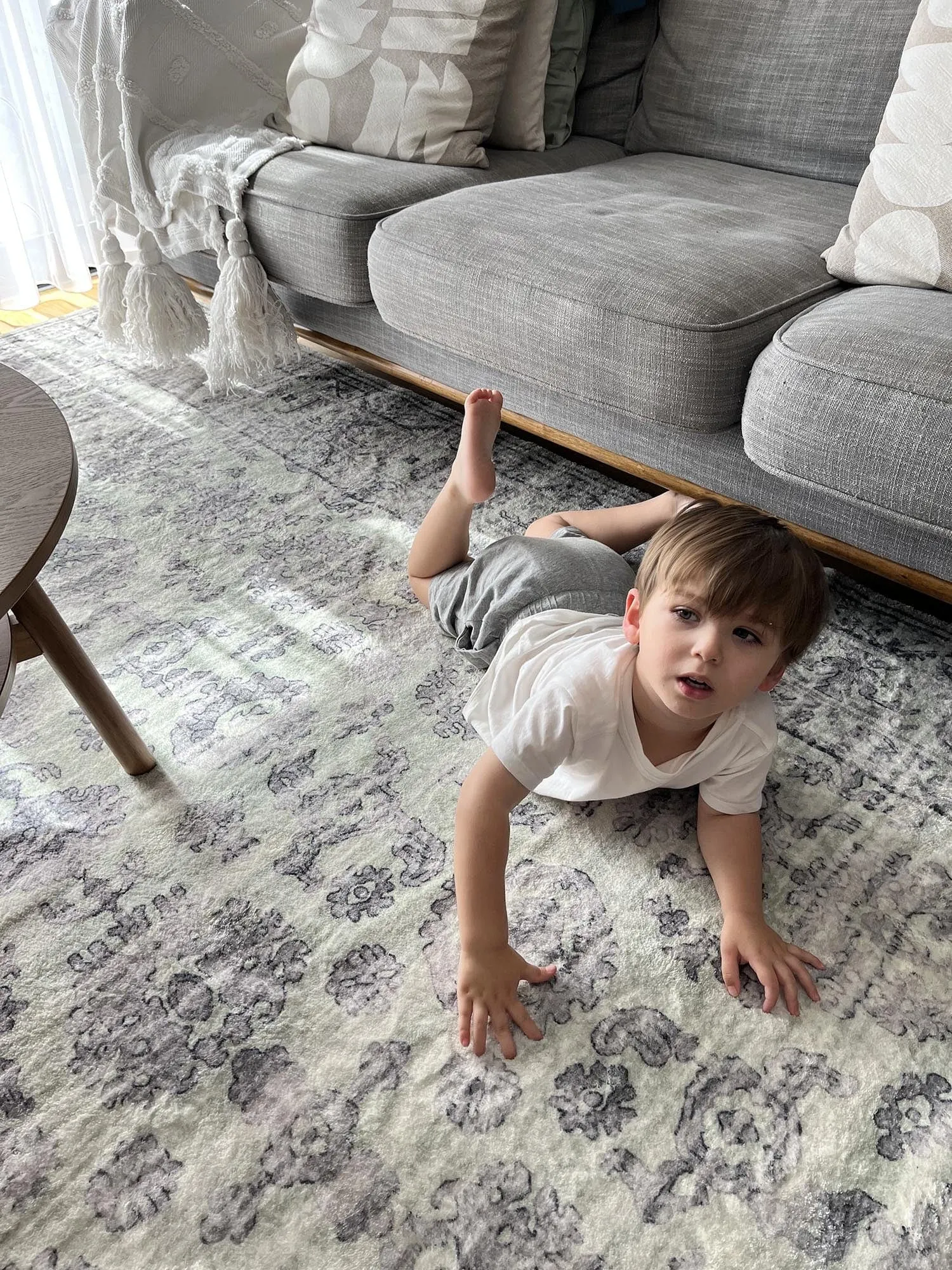 Heidi Green and Grey Distressed Washable Rug *NO RETURNS UNLESS FAULTY